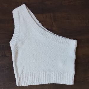 Madewell White One-Shoulder Crop Top